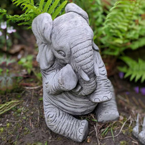 Lovely Trunk-Down Large Elephant Garden Ornament