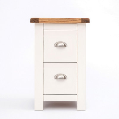 Lovere 2 Drawer Petite Bedside Table Chrome Cup Handle