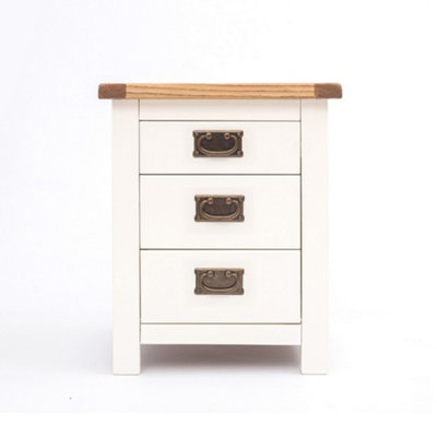 Lovere 3 Drawer Bedside Table Brass Drop Handle