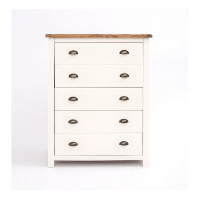 Lovere 5 Drawer Chest of Drawers Brass Cup Handle