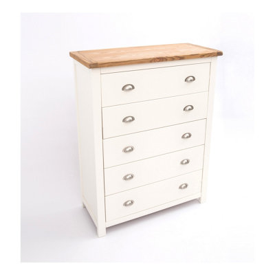 Lovere 5 Drawer Chest of Drawers Chrome Cup Handle