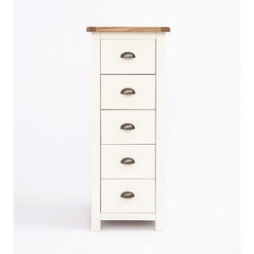 Lovere 5 Drawer Narrow Chest of Drawers Brass Cup Handle