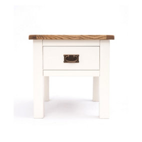 Lovere Off White 1 Drawer Side Table Brass Drop Handle
