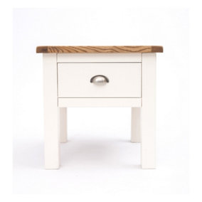 Lovere Off White 1 Drawer Side Table Satin Chrome Cup