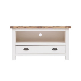 Lovere Off White 1 Drawer TV Cabinet Brass Cup Handle
