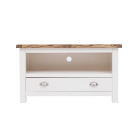 Lovere Off White 1 Drawer TV Cabinet Chrome Cup Handle