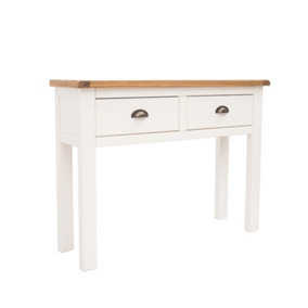 Lovere Off White 2 Drawer Console Table Brass Cup Handle