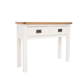 Lovere Off White 2 Drawer Console Table Brass Drop Handle