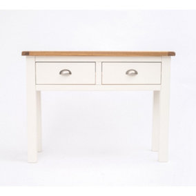 Lovere Off White 2 Drawer Console Table Satin Chrome Cup