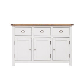 Lovere Off White 3 Drawer 3 Door Sideboard Chrome Cup Handle