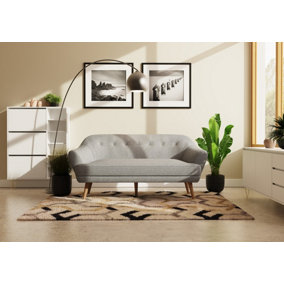 Loveseat Sofa, Linen Modern Upholstered Soft Accent Armchair Couch Solid Wood Frame - Gray