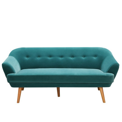 Loveseat Sofa, Velvet Modern Upholstered Sofa, Accent Armchair Couch with Soft Cushion, Wood Frame - Green