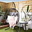 Lovina Balinese Garden Egg Chair, A Grey 1 Seater Swing Chair & Cocoon Hanging Chair, Rattan Effect with Cushions