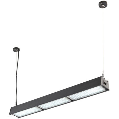 Low Bay Warehouse Pendant Light - 100W Daylight White LED - Matt Black