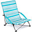 Low Beach Chair Folding Outdoor Camping Garden Festival Lightweight Lounger Seat - Blue Stripe