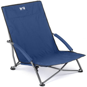 Low Beach Chair Folding Outdoor Camping Garden Festival Lightweight Lounger Seat - Navy