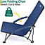 Low Beach Chair Folding Outdoor Camping Garden Festival Lightweight Lounger Seat - Navy