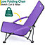Low Beach Chair Folding Outdoor Camping Garden Festival Lightweight Lounger Seat - Purple