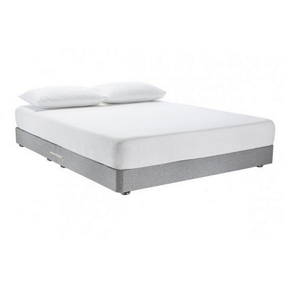 Low Divan Bed Base On Chrome Glides 5FT King - Wool Clay