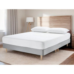 Low Divan Bed Base On Wooden Legs 5FT King  - Wool Clay