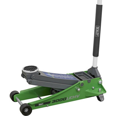 Low Entry Trolley Jack - 3000kg Weight - Twin Piston - 500mm Max Height - Green