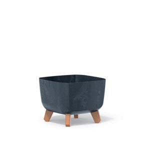 Low Planter Flower Pot with Legs Insert Square Decorative Indoor Outdoor Anthracite Concrete Large