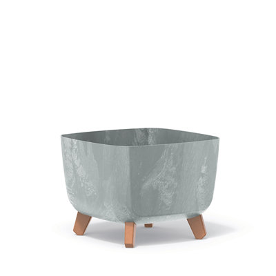 Low Planter Flower Pot with Legs Insert Square Decorative Indoor Outdoor Concrete Large