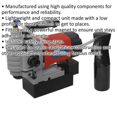 Low Profile 35mm Magnetic Drilling Machine - Safety Fixing Strap - 230V