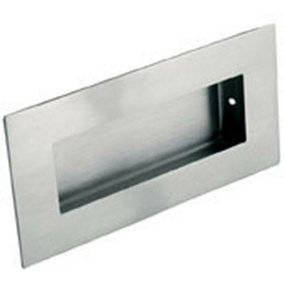 Low Profile Recessed Flush Pull 102 x 51mm 10mm Depth Satin Stainless Steel