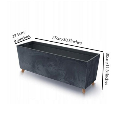 Low Rectangle Concrete Planter Floor Standing Indoor Outdoor Patio Plant Pot Anthracite - 4