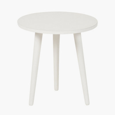 Low Tripod Taupe Wood Side Table for Small Corners