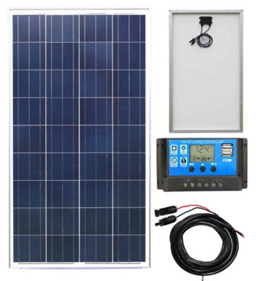Lowenergie 100w Polycrystalline Solar Panel kit with Charge Controller & Cable