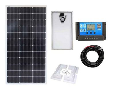 Lowenergie 100w Rigid Mono-Crystalline Solar Panel Kit with Cable, Mounts and Charge Controller