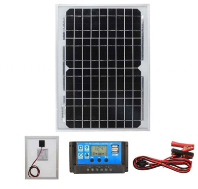 Lowenergie 10w Monocrystalline Solar Panel Kit with 10A Charge Controller, Brackets and Cable