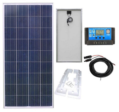 Lowenergie 150w Polycrystalline Solar Panel Kit with Charge Controller, Cable and Mounting Brackets