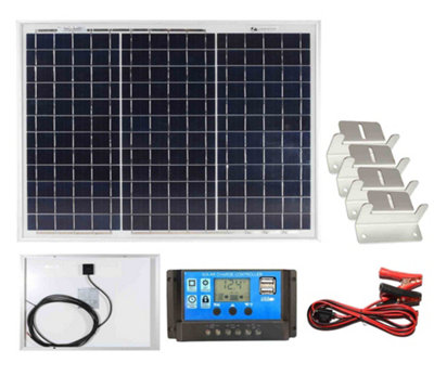 Lowenergie 30w Polycrystalline Solar Panel Kit with 10A Charge Controller, Cable and Brackets