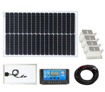 Lowenergie 50w Monocrystalline Solar Panel Kit - Panel, Charge Controller, Brackets and Cable