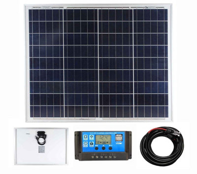 Lowenergie 50w Polycrystalline Solar Panel Kit with Charge Controller and Cable