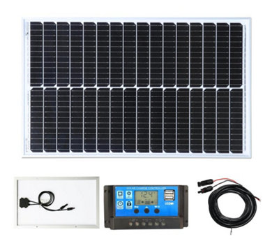 Lowenergie 50w Rigid Mono-Crystalline Solar Panel Kit with Cable and Charge Controller