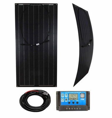 Lowenergie Black Flexible 100W Solar Panel Kit with wires and charge controller
