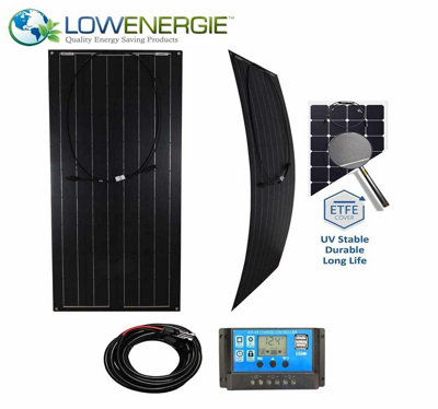 Lowenergie Black Flexible PV Solar Panel Kit, 100w Solar, Charge Controller