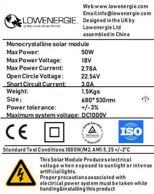 Lowenergie Flexible 50W Monocrystalline Solar Panel Kit with PWM Charge Controller