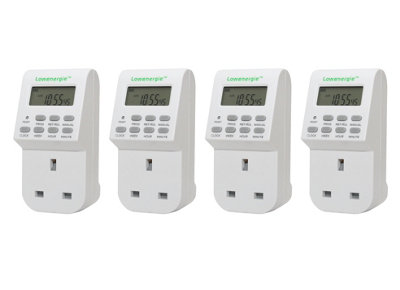 Lowenergie Programmable Plug-in 7 Day Timer Switch Socket  - Pack of 4