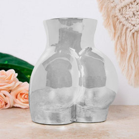 Lower Body Female Silhouette Body Vase - Silver