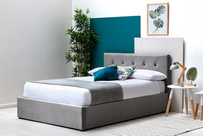 Lowther Grey Velvet Ottoman Storage Bed Double 4ft6