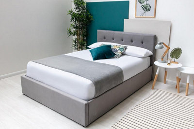 Lowther Grey Velvet Ottoman Storage Bed King Size 5ft