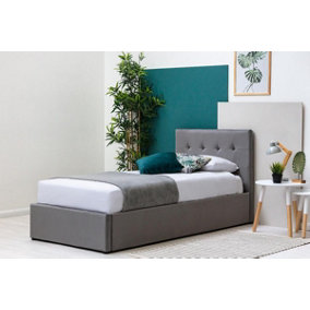 Lowther Grey Velvet Ottoman Storage Bed Single 3ft