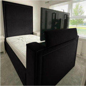 Loxie Plush Velvet Black TV Bed Frame