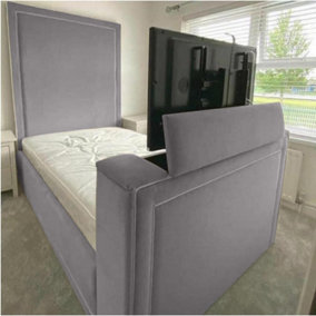 Loxie Plush Velvet Silver TV Bed Frame