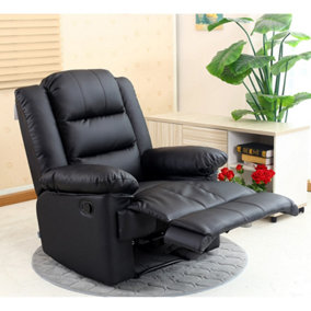 LOXLEY BONDED LEATHER RECLINER ARMCHAIR SOFA HOME LOUNGE CHAIR RECLINING GAMING (Black)